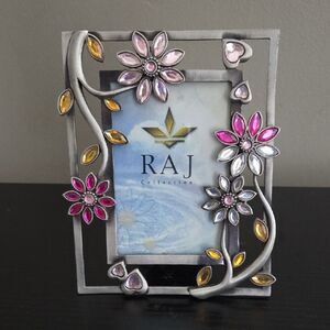 JS Collections Silver Frame with Pink and Gold Floral Accents